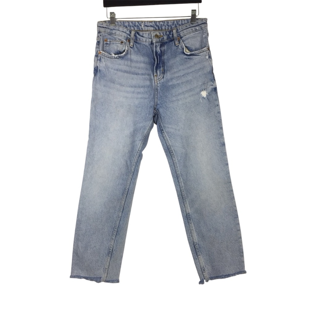 Zara Distressed Crop Jeans Raw Hem